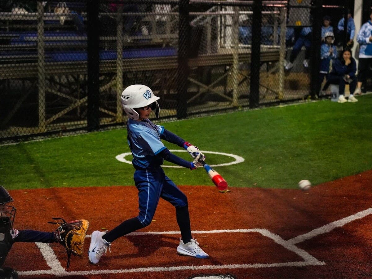 Waves hitter driving the baseball into play